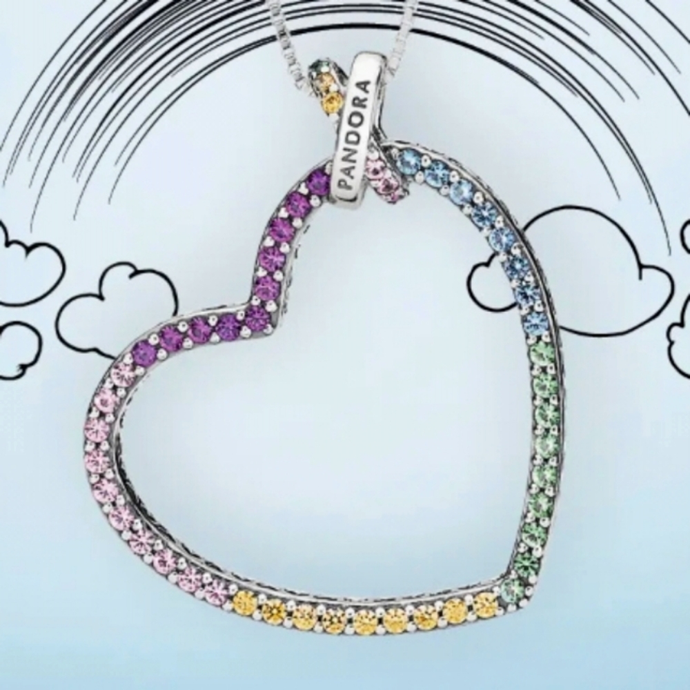 COPY - Pandora Swarovski Crystals 925 SS Rainbow Heart Necklace NWT